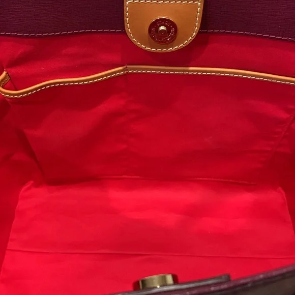 Dooney and Bourke Small Russel Tote in Cranberry Saffiano Leather - Picture 10 of 14